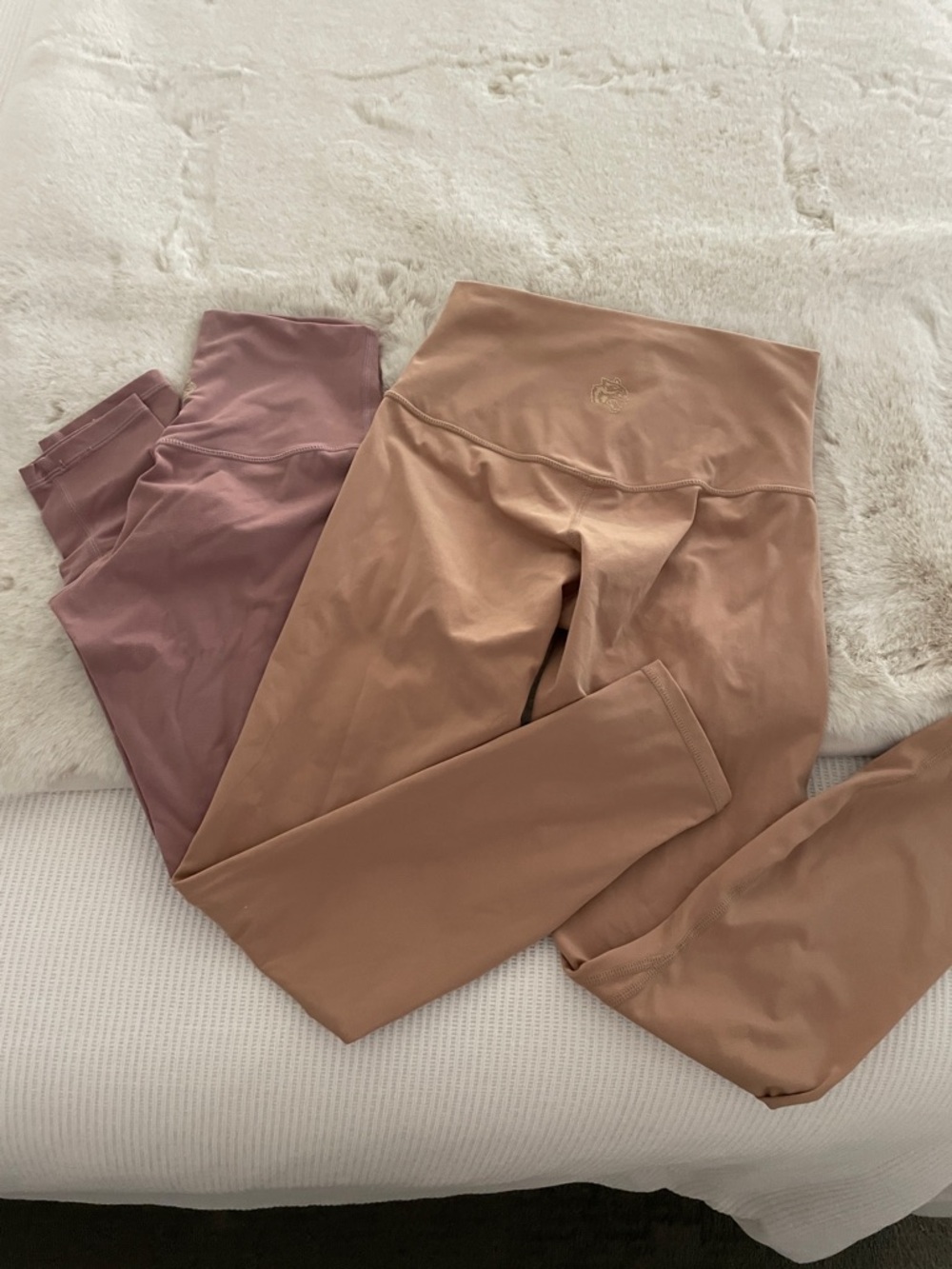 Darc Sport XS High-Waist Active Leggings Duo in Mauve & Camel
